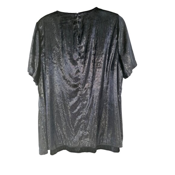 Lane Bryant Womens Shimmering Navy Blue Short Sleeve Blouse Size 18 velvet plus - Picture 6 of 6